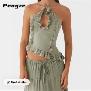 Olive Green Ruffled Set